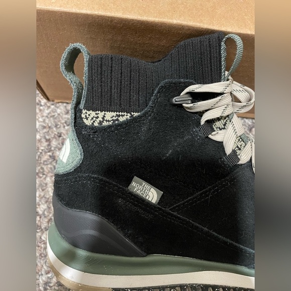 The North Face Men's Black and Green Sueded Waterproof Sneakers - Picture 4 of 9